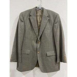 Ralph Lauren Men Blazer Glen Plaid 40R Beige 2 Button Wool Sport Coat Jacket